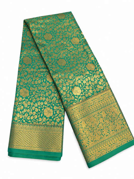 Charming Peacock Green Color Silk Saree With Zari Work For Women