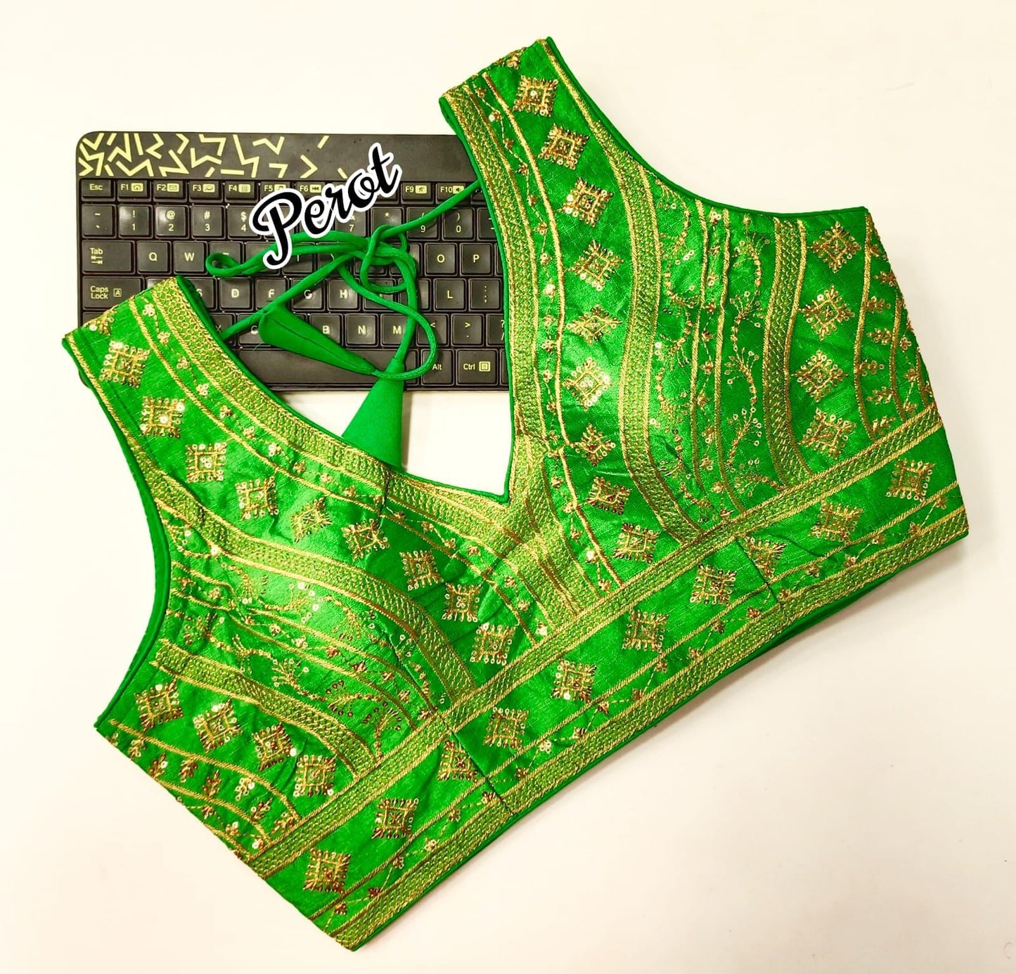 Alluring Green Color Fentam Silk With Zari Thread Work Back Open Ready Made Blouse