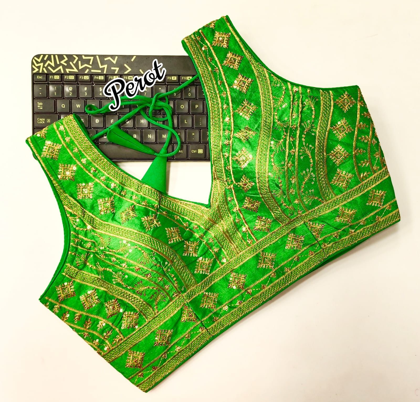 Alluring Green Color Fentam Silk With Zari Thread Work Back Open Ready Made Blouse