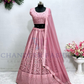 Elegant Onion Pink Color Heavy Faux Georgette With Embroidered And Diamond Work Lehenga Choli