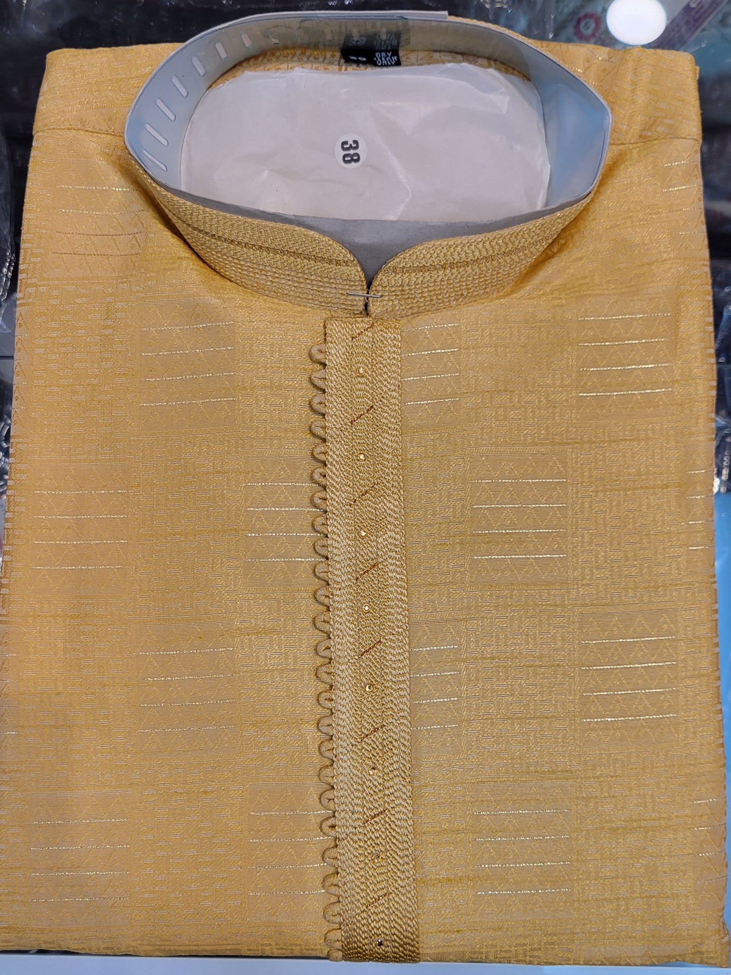 Gorgeous Light Mustard Color Jacquard Silk Embroidery Work Men's Kurta