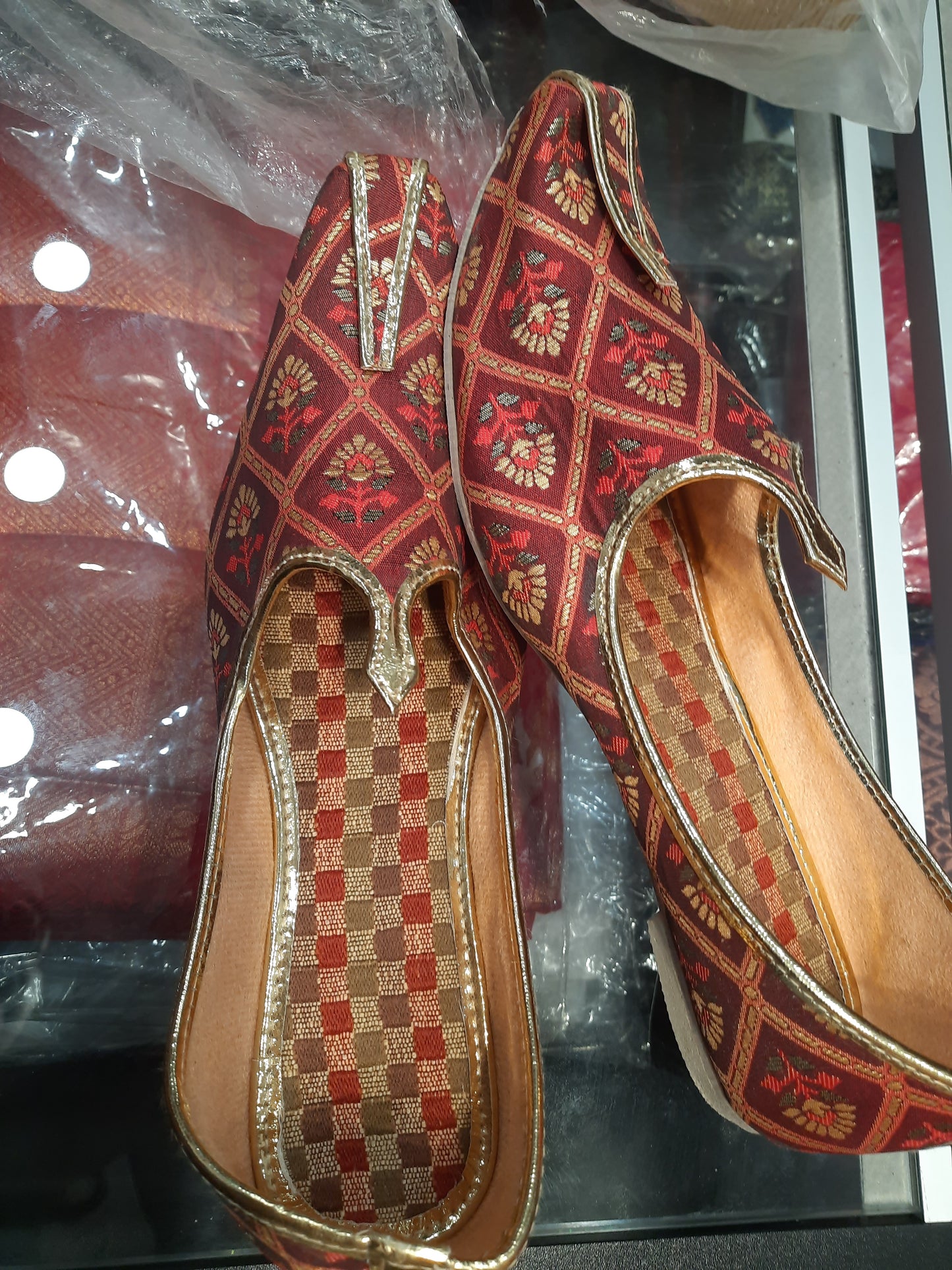 Charming Maroon Color Brocade Men's Sherwani Mojaris In Tempe