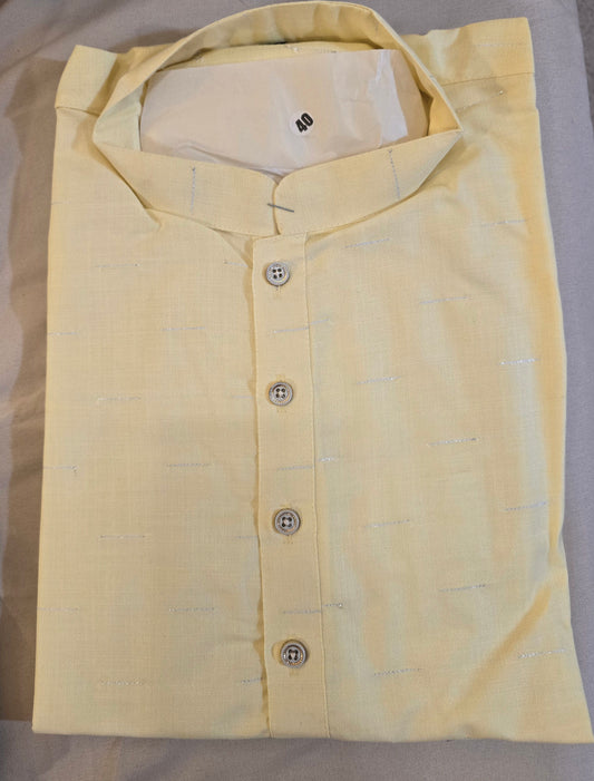 Appealing Plain Yellow Color Men's Kurta With Pajama Pant