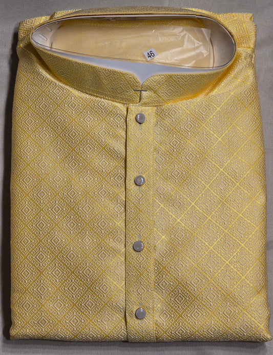 Alluring Yellow Color Designer Men's Kurta With Pajama Pant