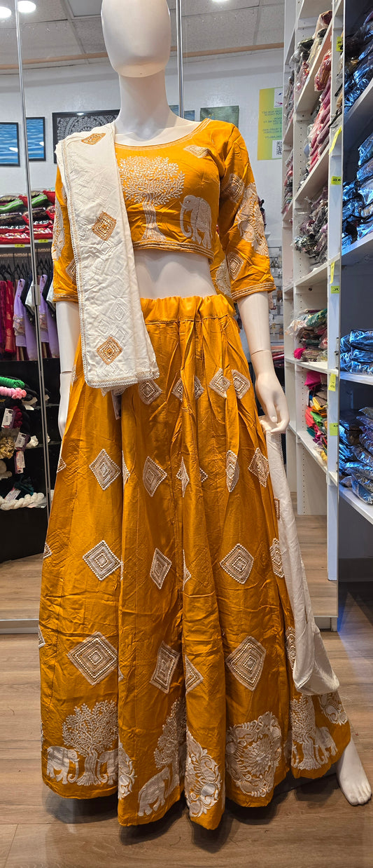 Appealing Yellow Color Embroidery Work Chaniya Choli For Women