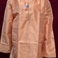 Dazzling Orange Colored Silk Cotton Men's Pajama Jacquard Kurta Sets