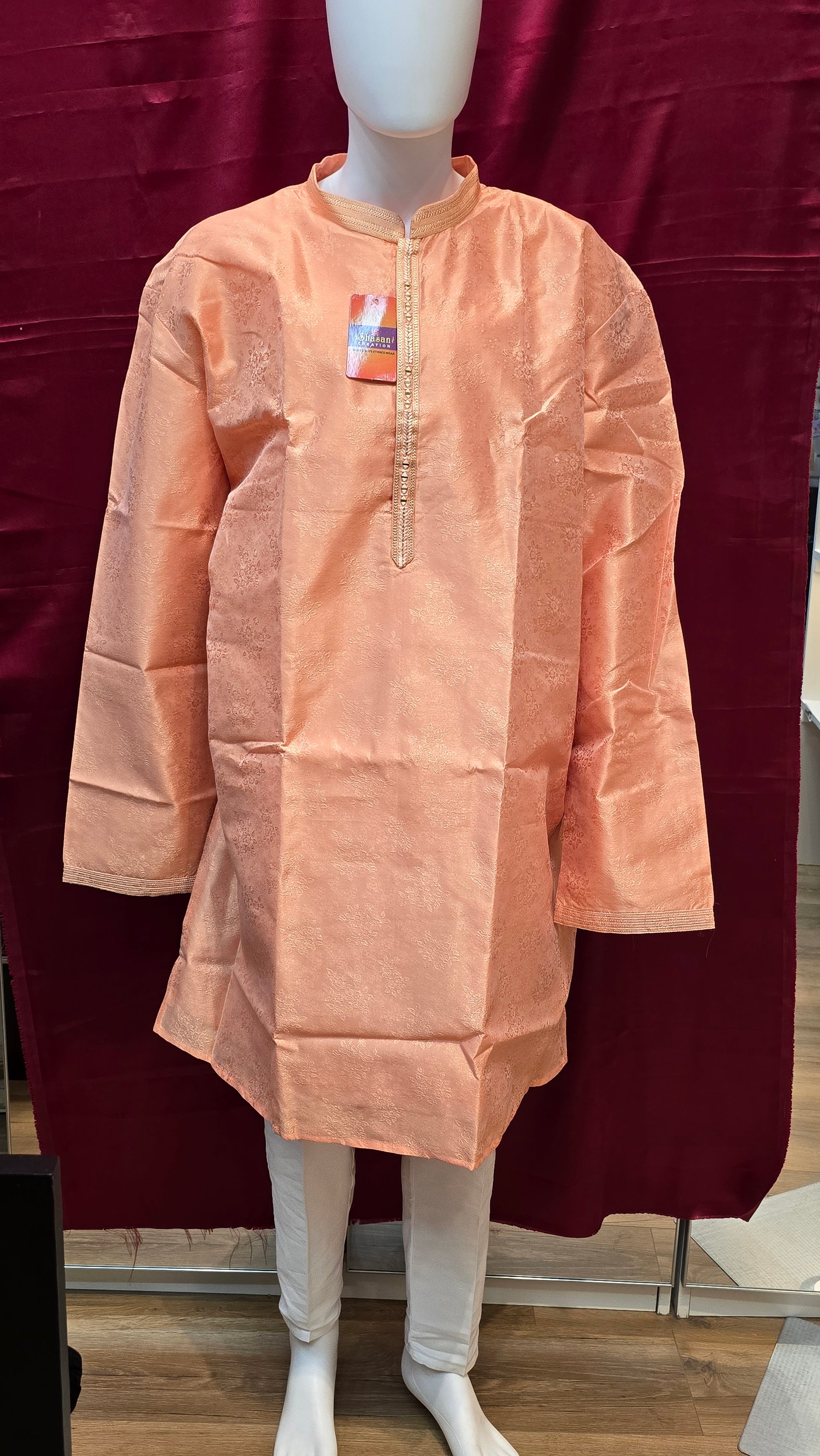 Dazzling Orange Colored Silk Cotton Men's Pajama In Near Me