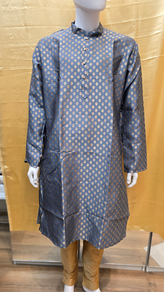 Lovely Grey Color Jacquard Men's Kurta Set