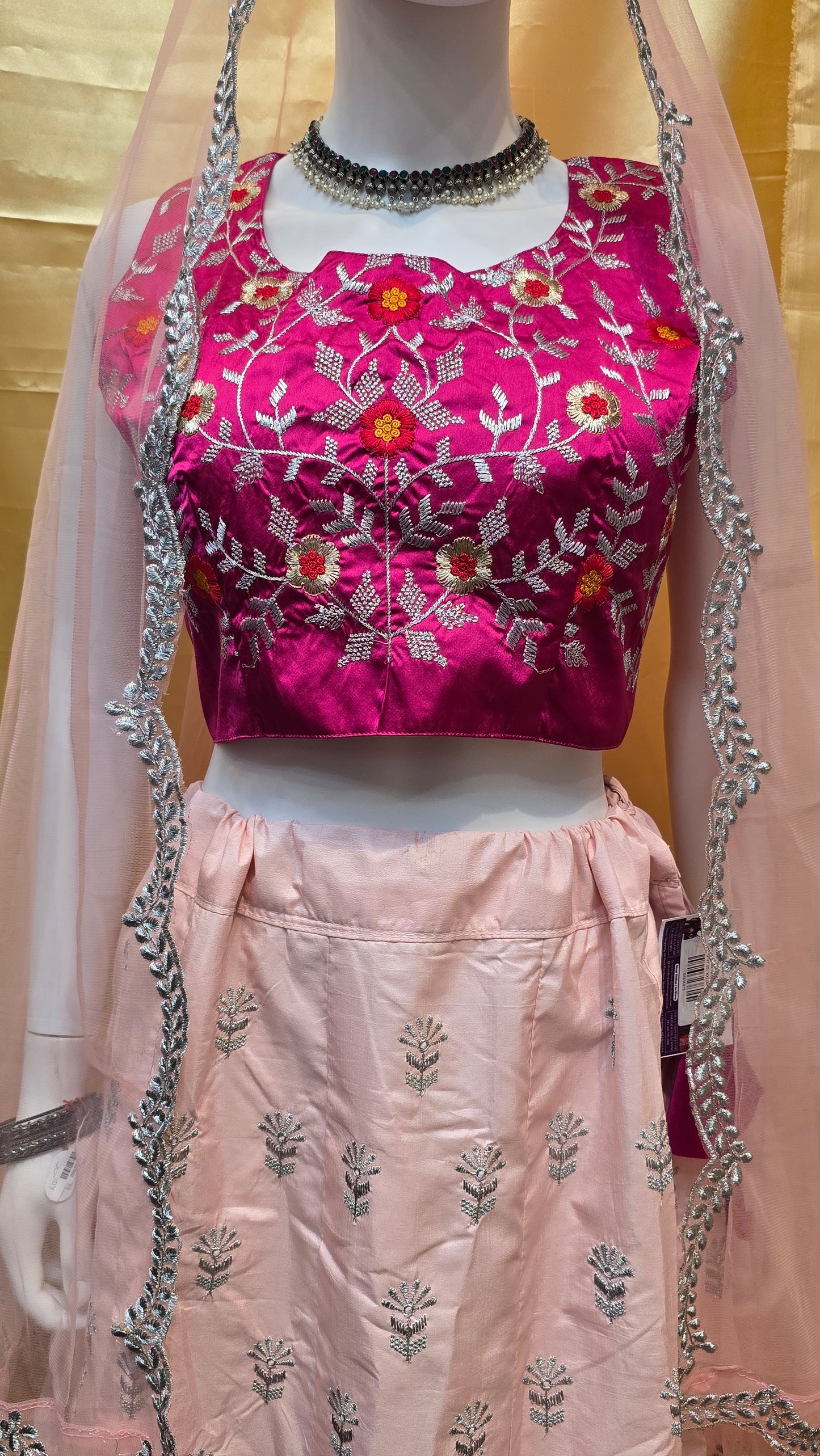 Pink Party Wear Zari Embroidery Work Choli For Women Near Me