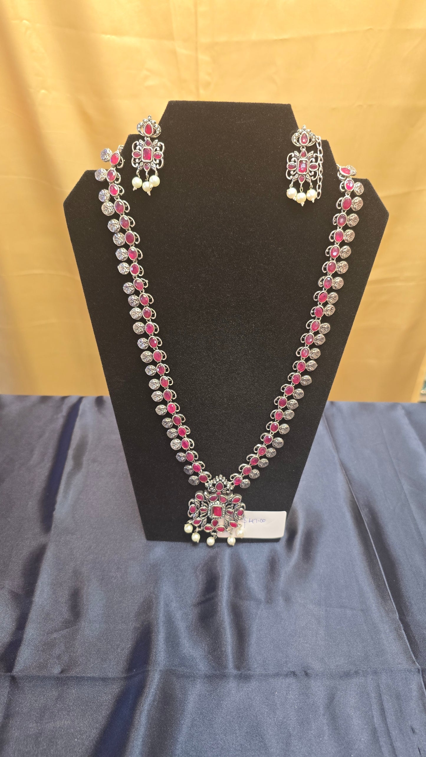 Ravishing Pink Colored Long Pearl Drop Set