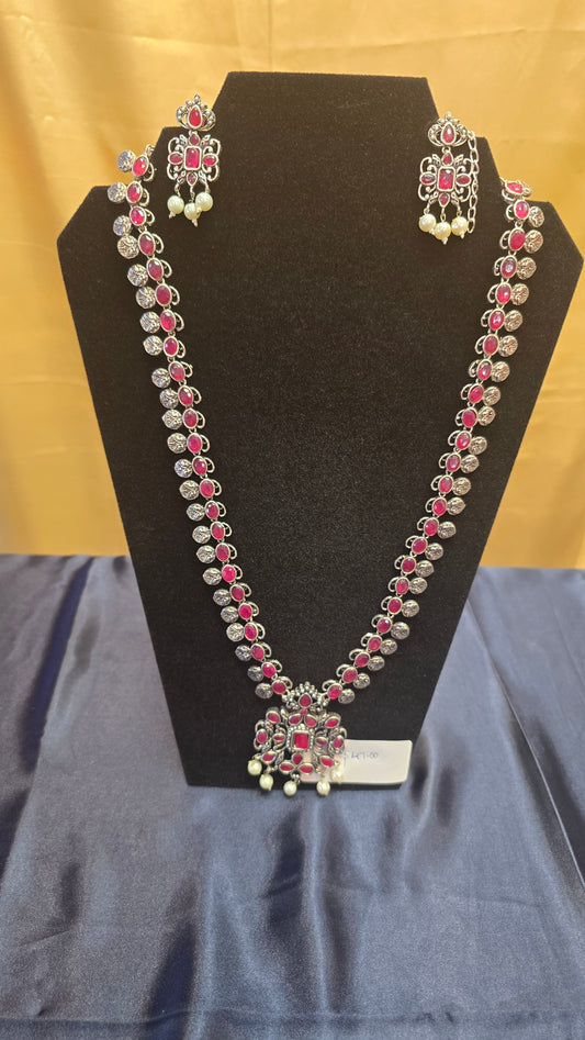 Ravishing Pink Colored Long Pearl Drop Set