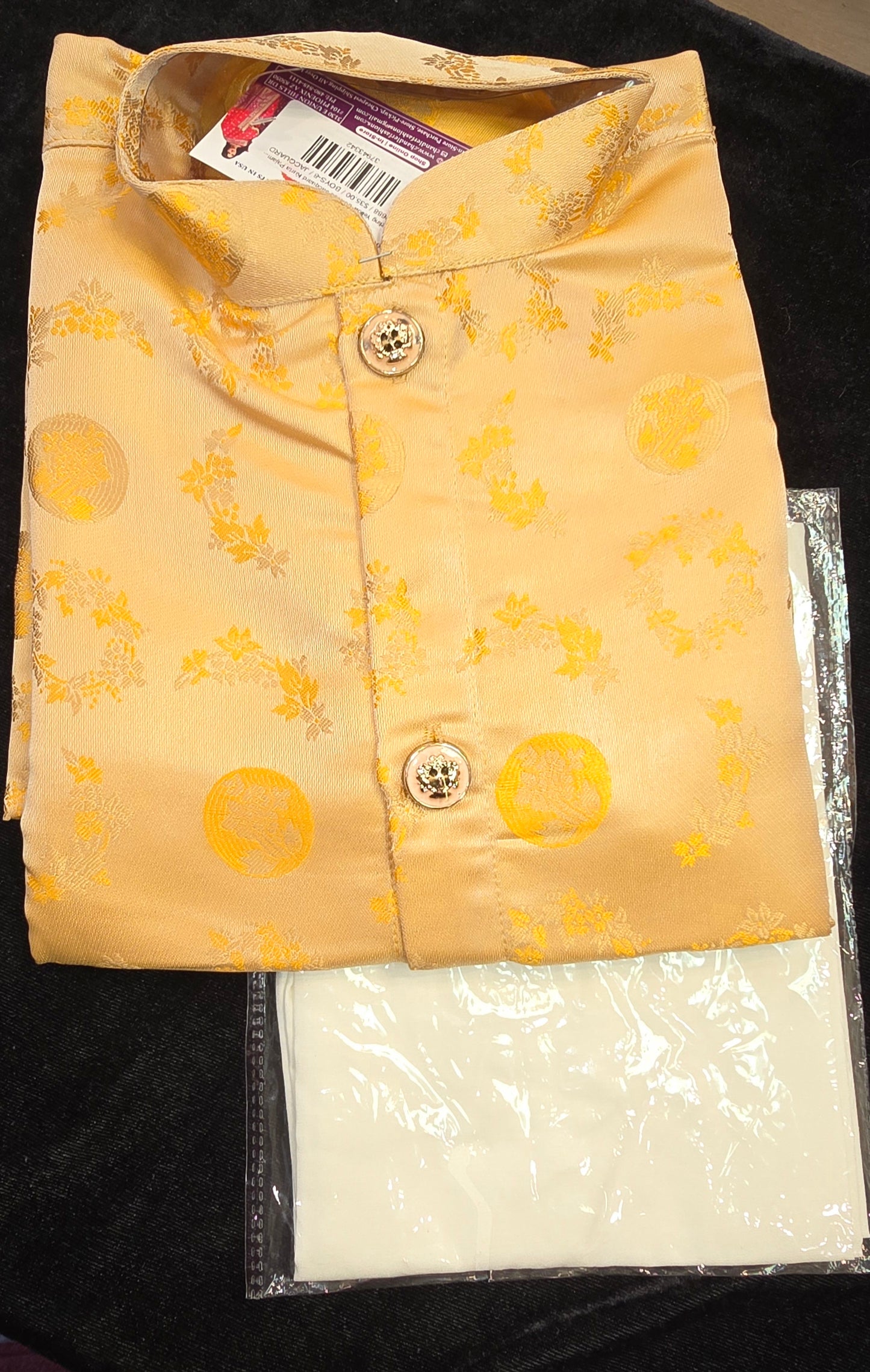 Yellow Colored Jacquard Kurta Pajama Sets Near Me