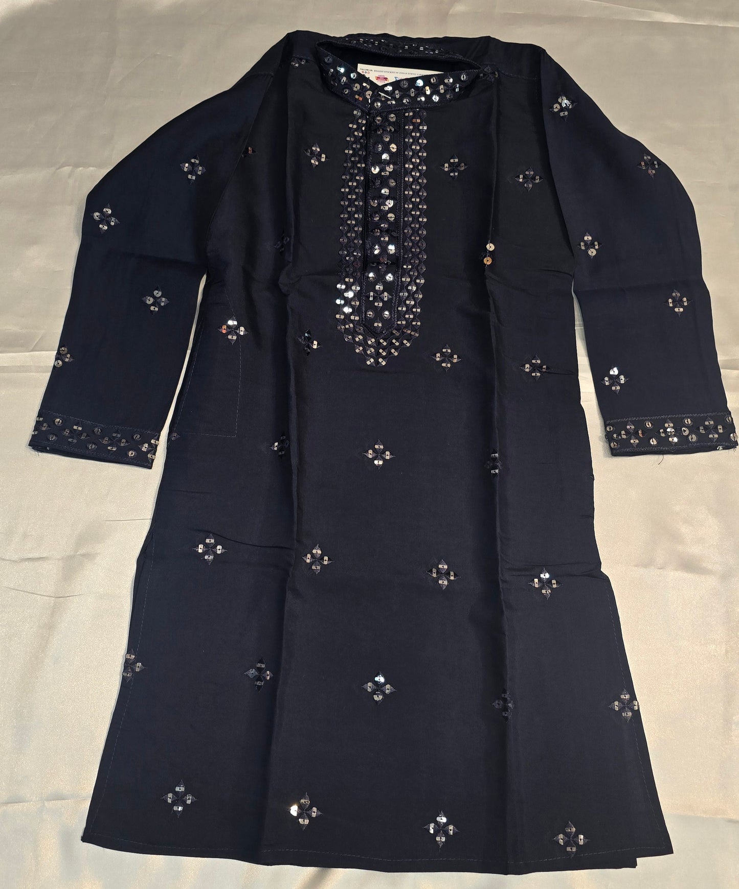 Attractive Blue Color Kurta Pajama Set With Sequins Work For Kids