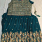 Gorgeous Teal Green Color Georgette Embroidery And Sequins Work Choli Set For Girls