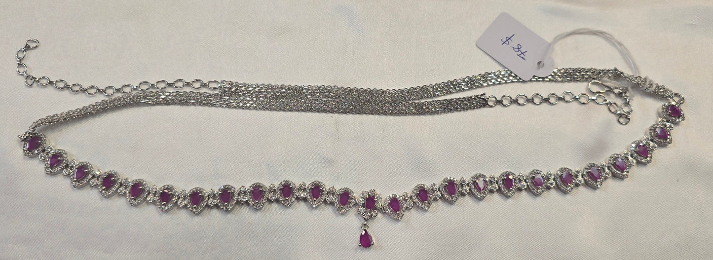 Ravishing Pink Color American Diamond Stone Hip Chain