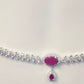 Gorgeous Silver Color Dark Pink Stone Embedded Hip Chain Near Me