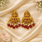 Traditional  Green And Red Stones Antique Gold Plated Necklace With Earrings For Women