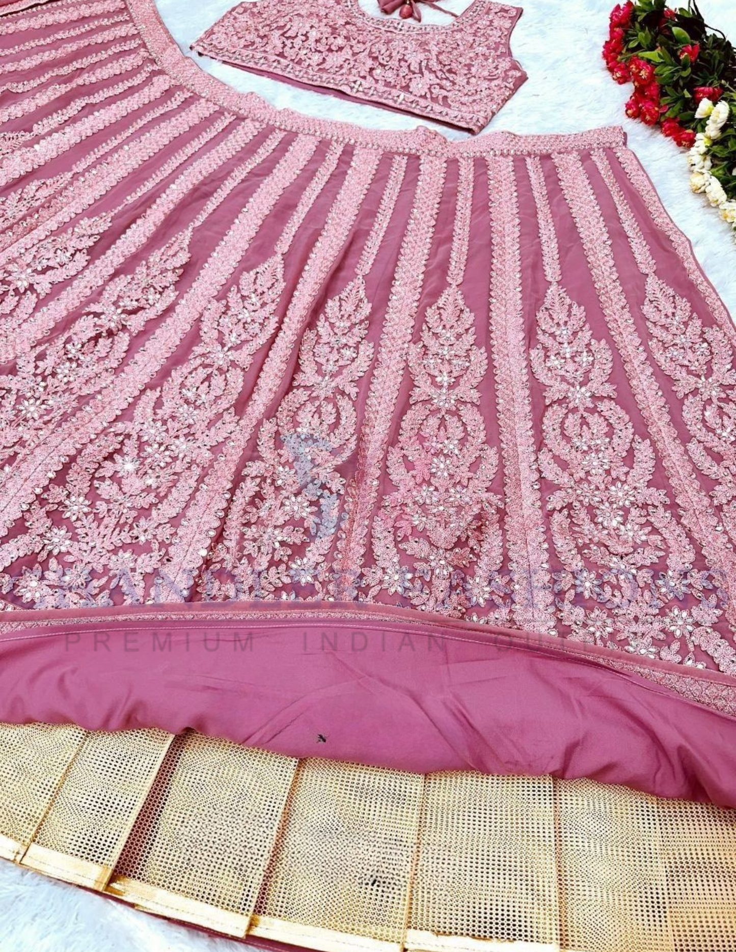Elegant Onion Pink Color Heavy Faux Georgette With Embroidered  Work Lehenga Choli In Chandler