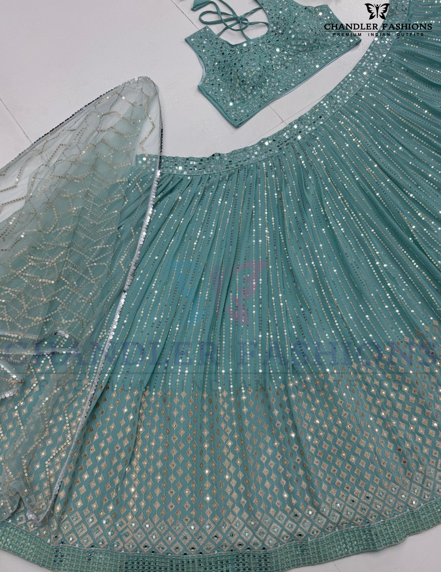 Georgette With Heavy Embroidery Sequins Work Lehenga Choli In Chandler