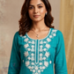 Sky Blue Color Rayon With Embroidery Work Kurti Near Me