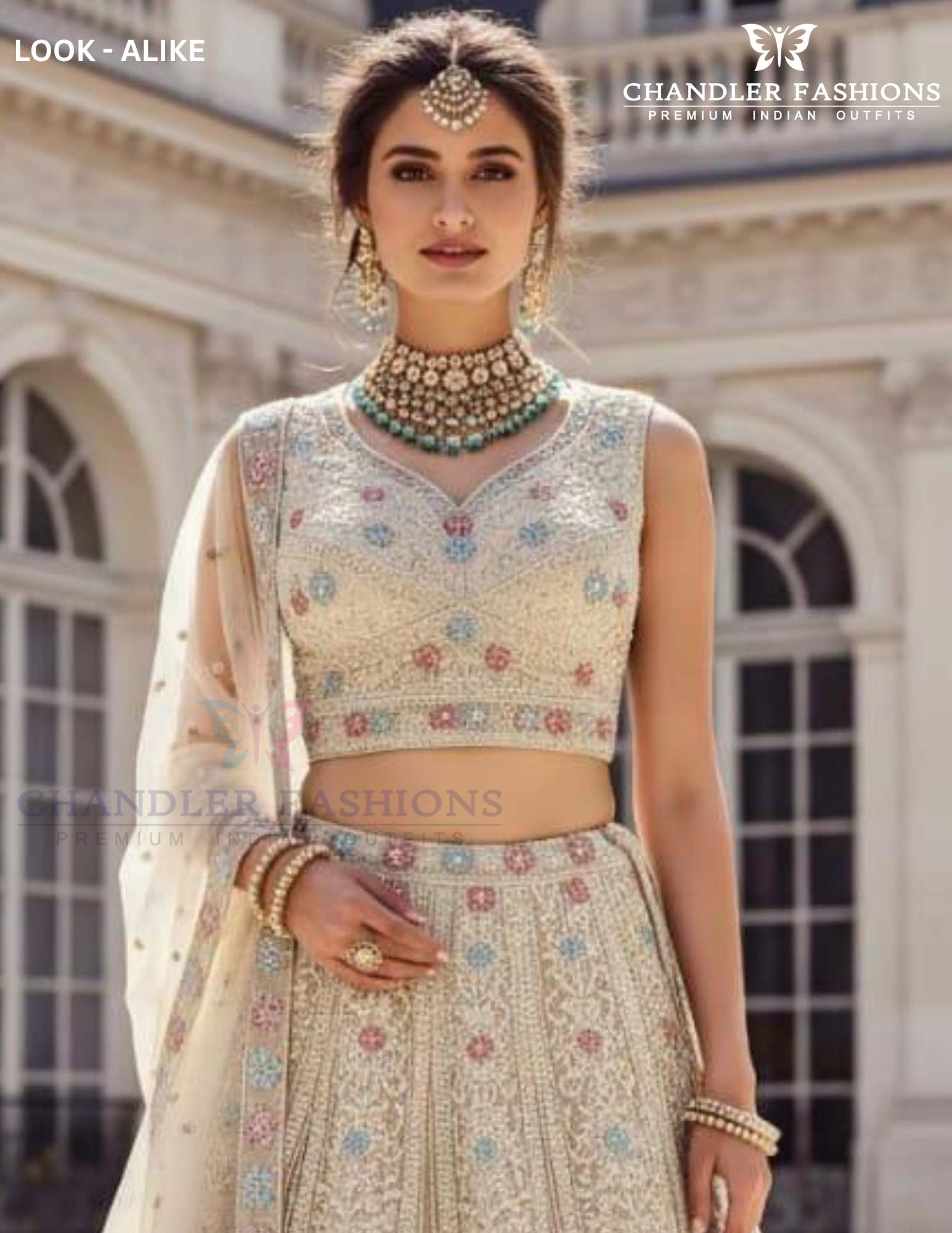 Off White Color Heavy Embroidery And Sequins Work Lehenga Near Me
