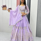 Elegant Lavender Color Embroidery And Sequins Work Lehenga Choli For Women