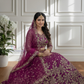 Magenta Color Zari Work Lehenga In Suncity