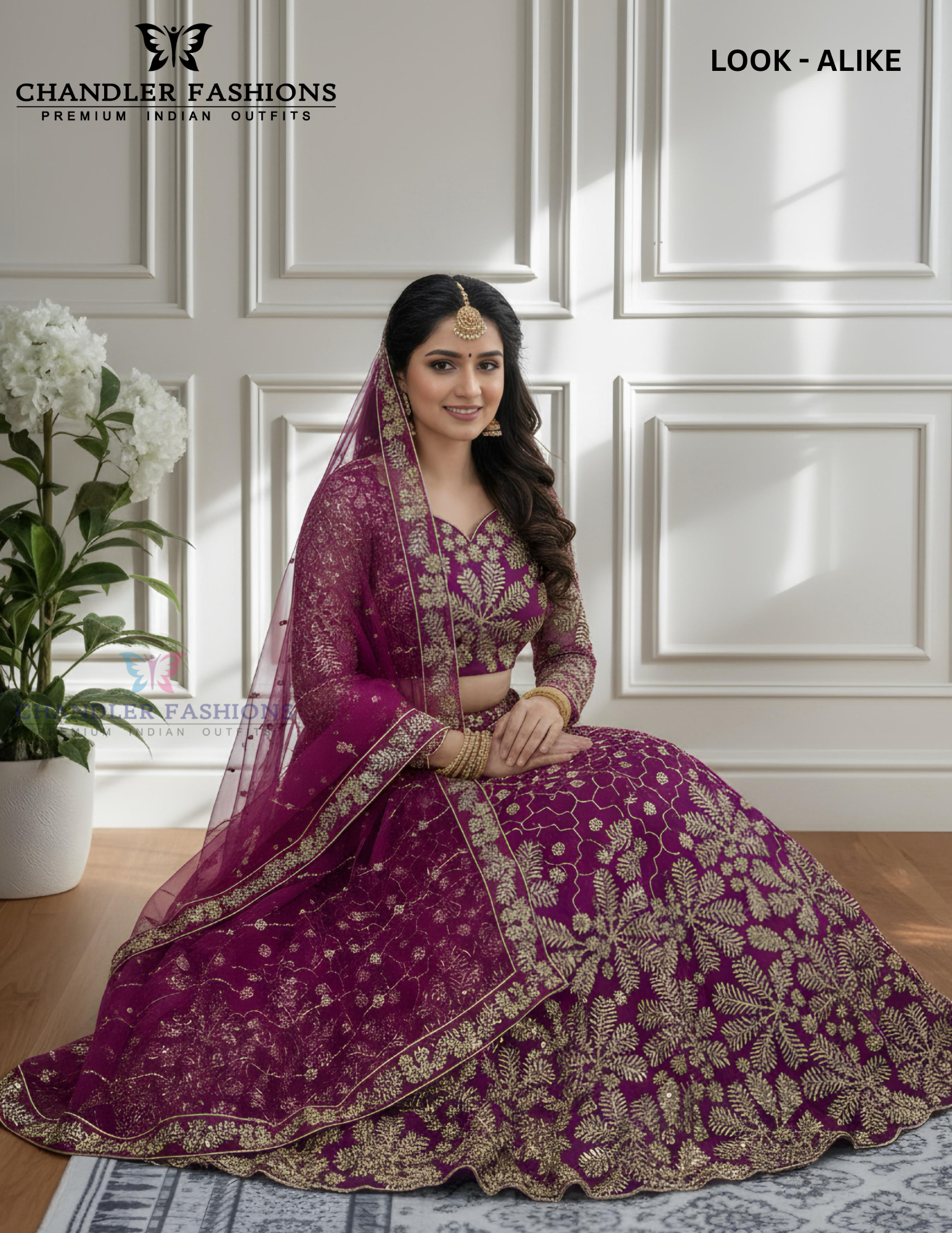 Magenta Color Zari Work Lehenga In Suncity