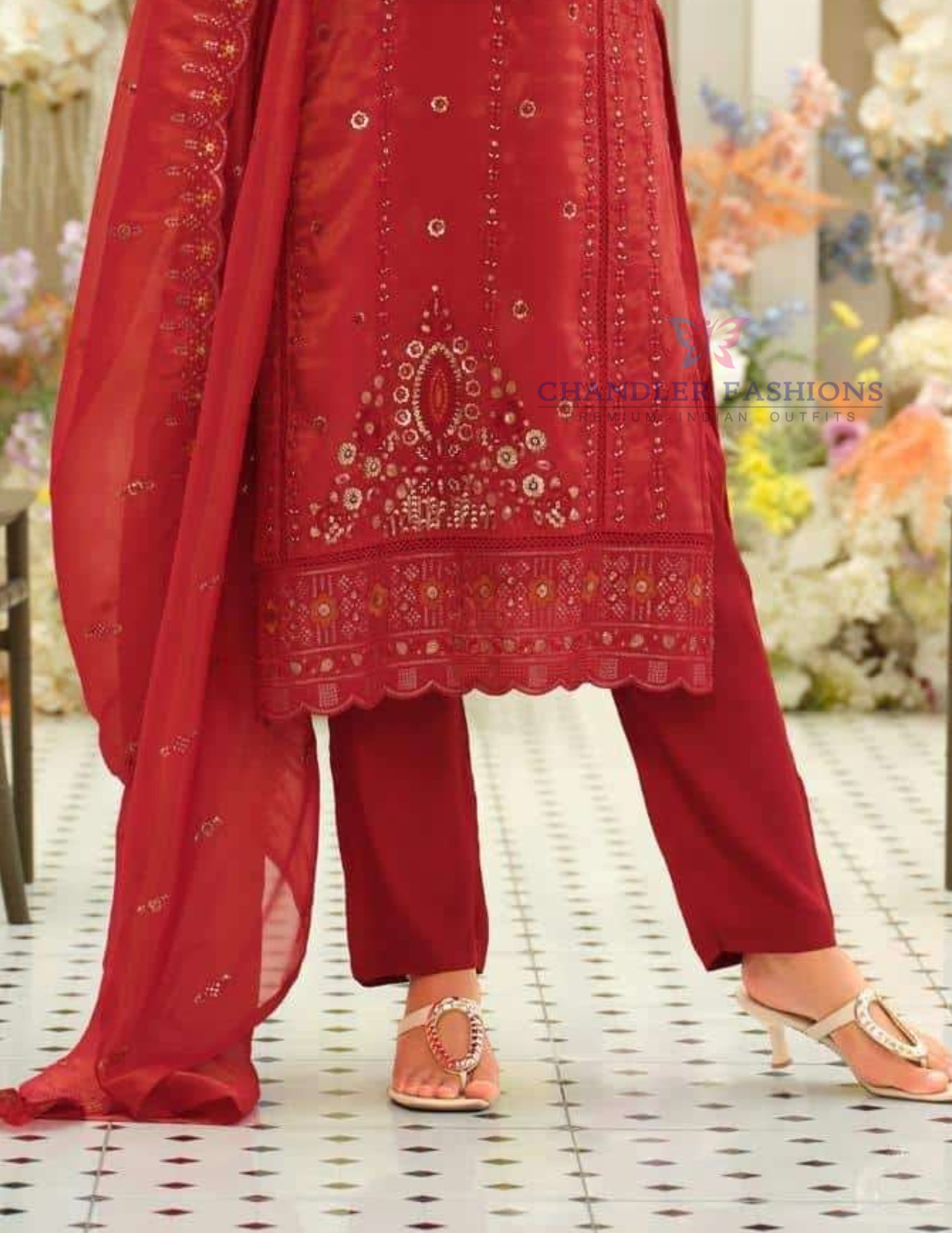 Red Color Silk Salwar Suits In Mesa 