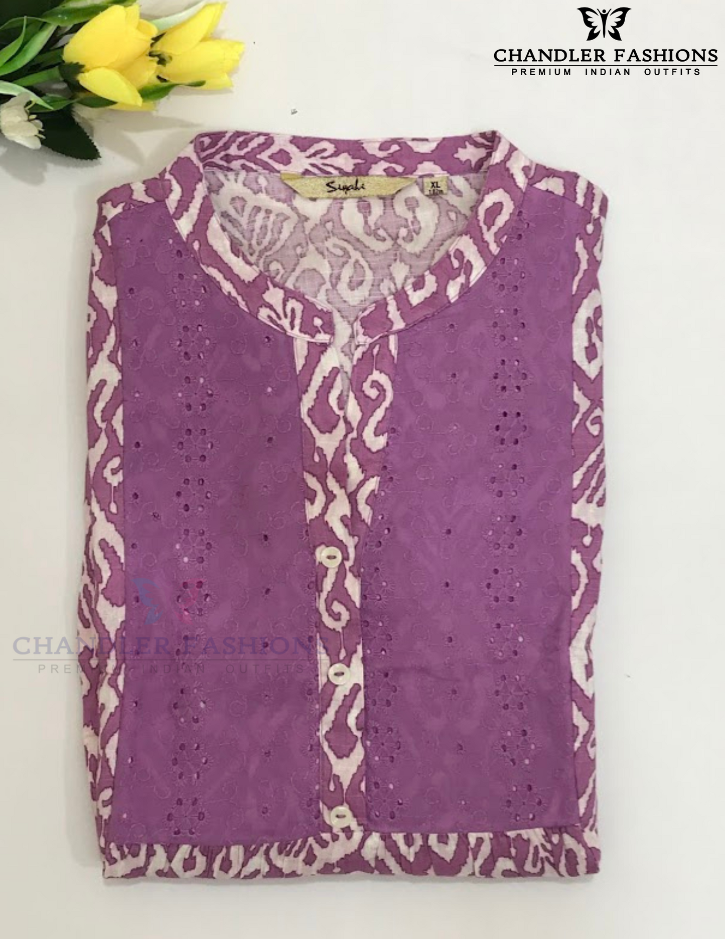 Alluring Light Purple Color Self Designed Cotton Kurti For Women Near Me