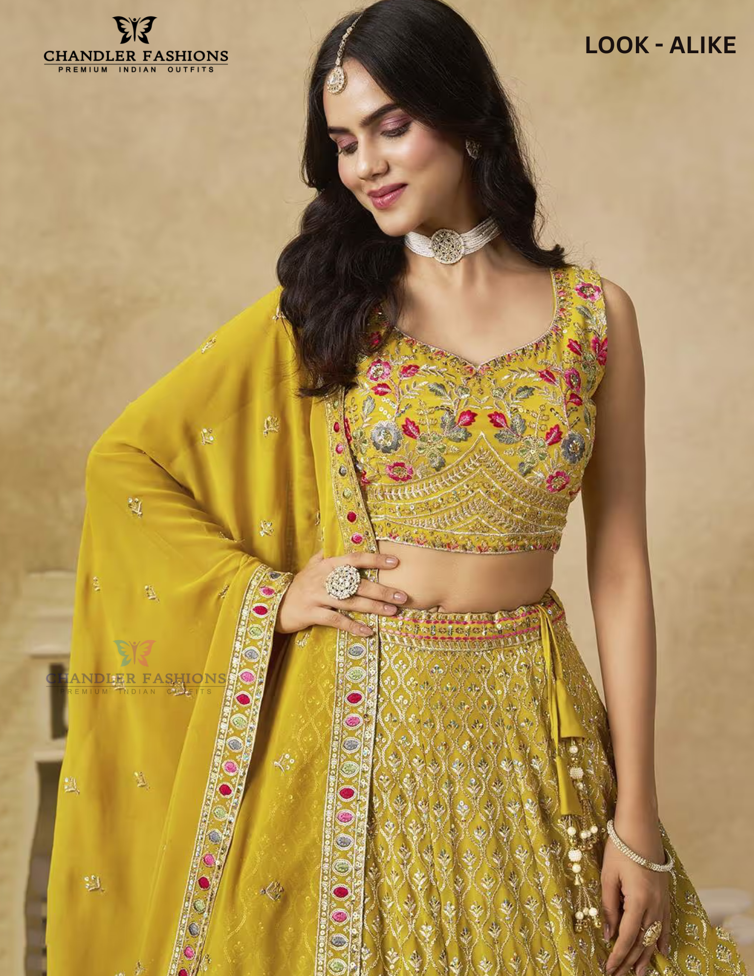 Yellow Color Georgette Zari Embroidery And Sequins Work Lehenga In Yuma
