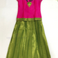 Stunning Pink And Parrot Green Colored Art Silk Langa Sets For Girls