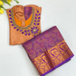 Appealing Light Orange And Violet Color Silk Langa sets With Zari Work Near Me