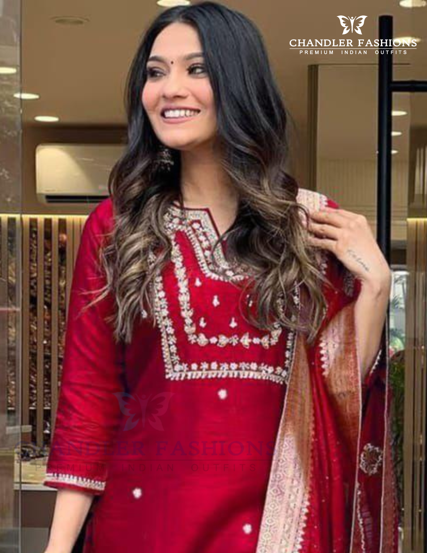Red Color Cotton Slub Salwar Suits Near Me