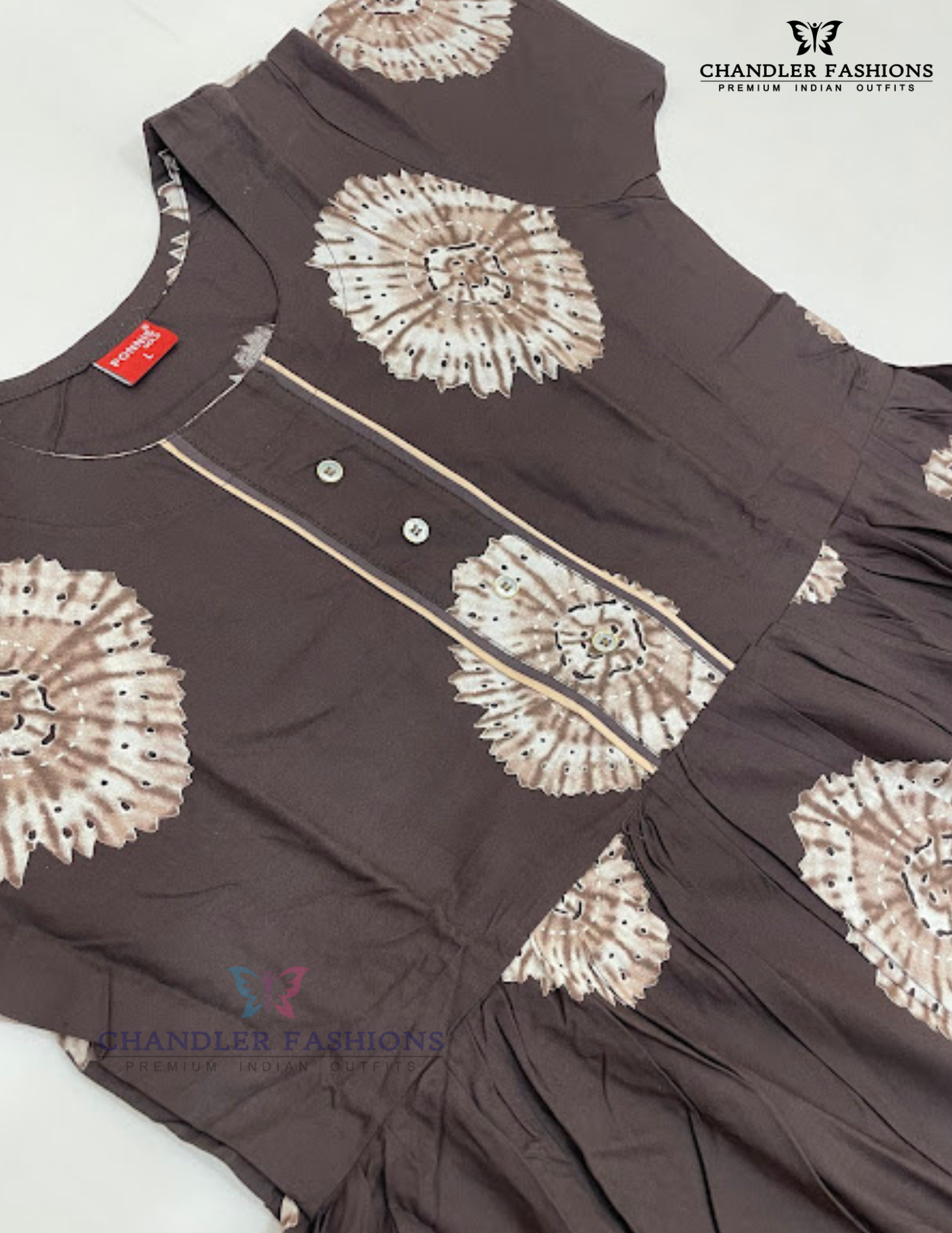 Brown Color Printed Work Nighty In Yuma