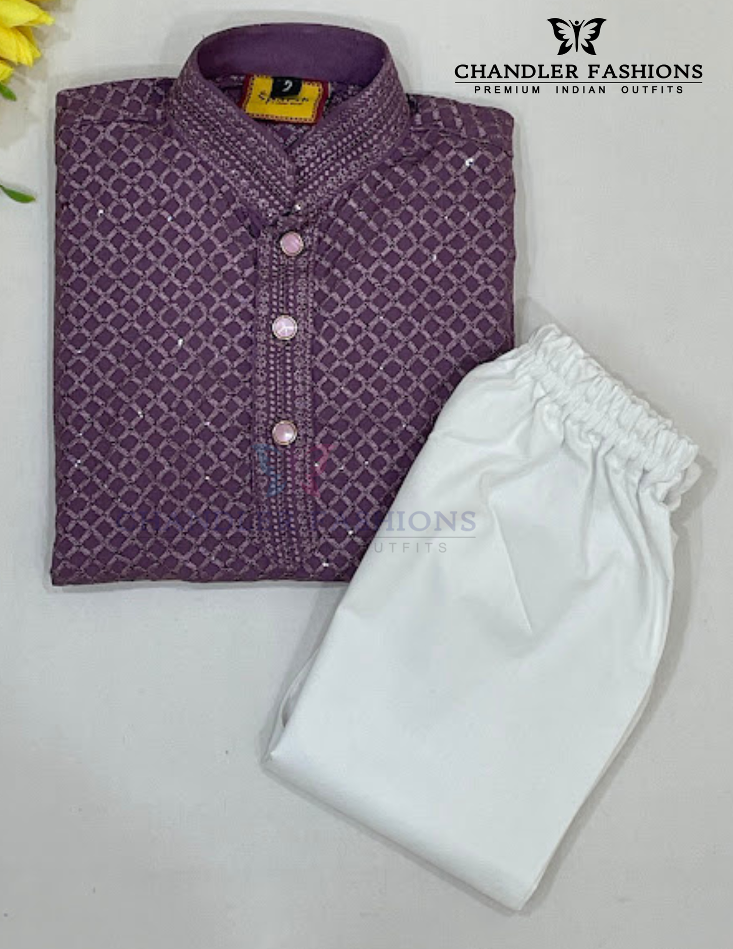 Amazing Lavender Color Sequins Work Kurta With Pajama Set Near Me