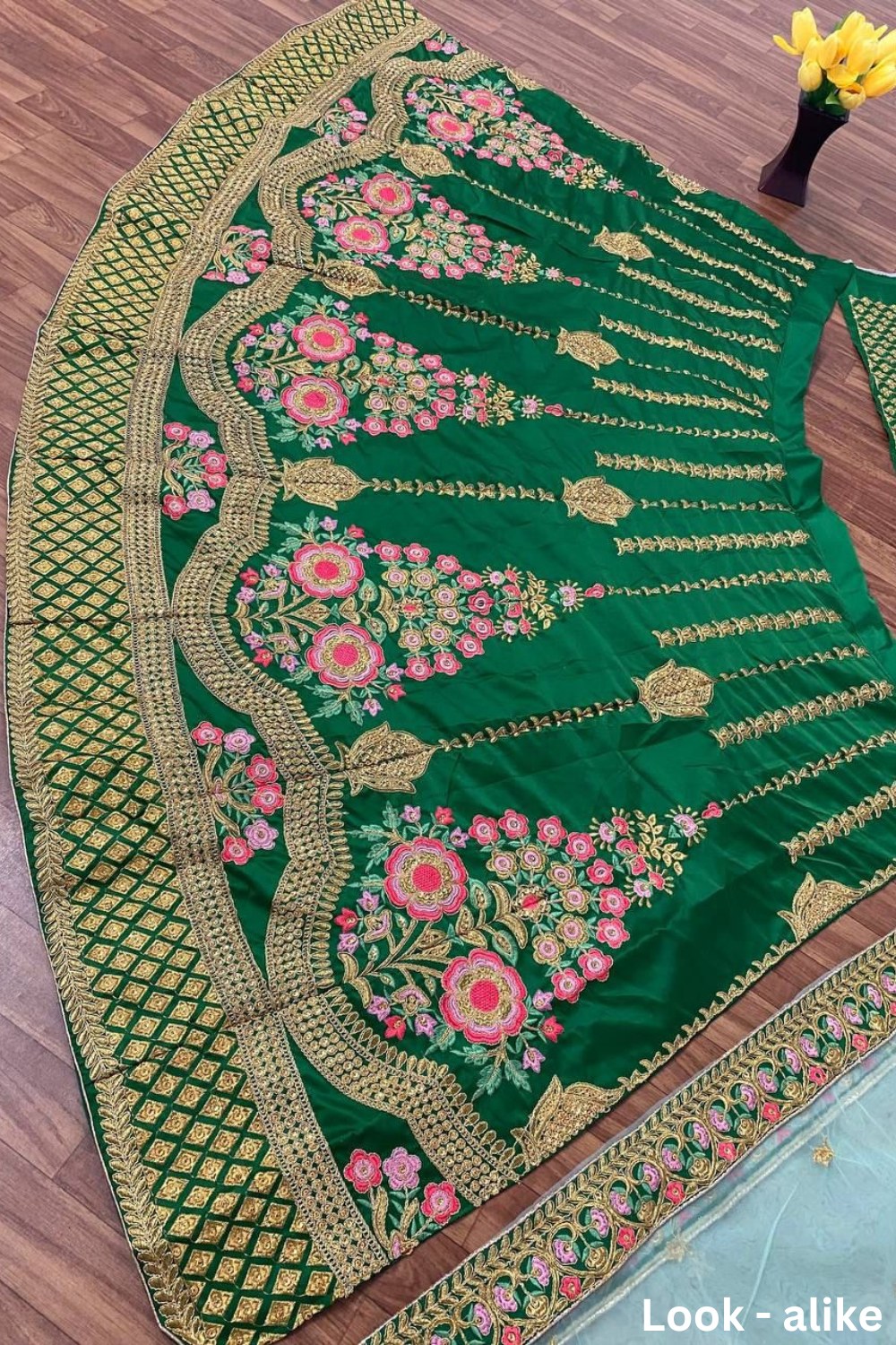 Green Color Embroidery  Lehenga Choli  In Kingmann