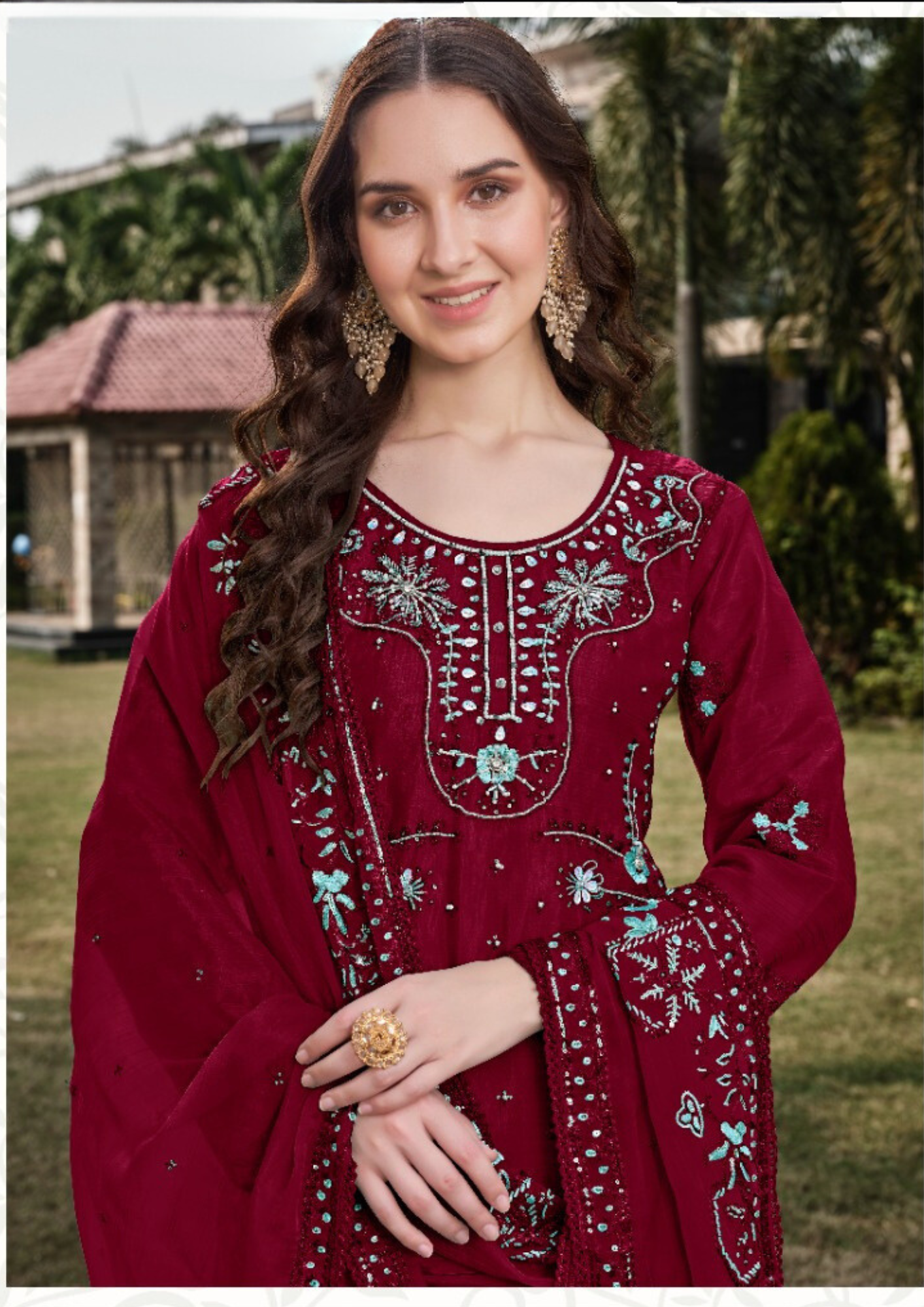 Alluring Maroon Color Georgette with Embroidery Khatli Work Suit In Near Me