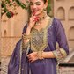 Purple Color Shimmer With Embroidery Work Kurti With Dhoti Pant Set Near Me