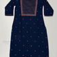 Exquisite Dark Blue Color Cotton Kurti With Thread Embroidery Work Near Me