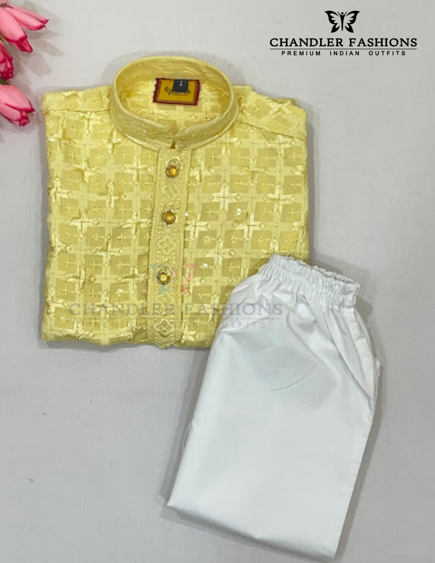 Fantastic Yellow Color Cotton Sequins Work Kurta With Pajama Near Me