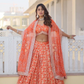 Attractive Orange Color Embroidered Lehenga In USA