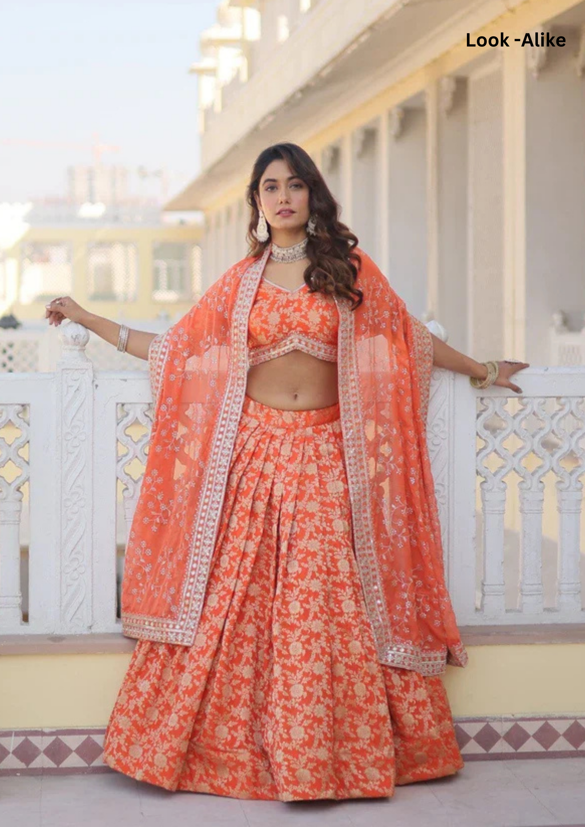 Attractive Orange Color Embroidered Lehenga In USA