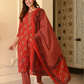 Beautiful Red Color Viscose With Floral Printed Work Salwar Suits With Dupatta For Women