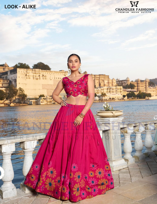 lehenga dress silk Eartha Hand-painted Pichhwai Silk Lehenga Set