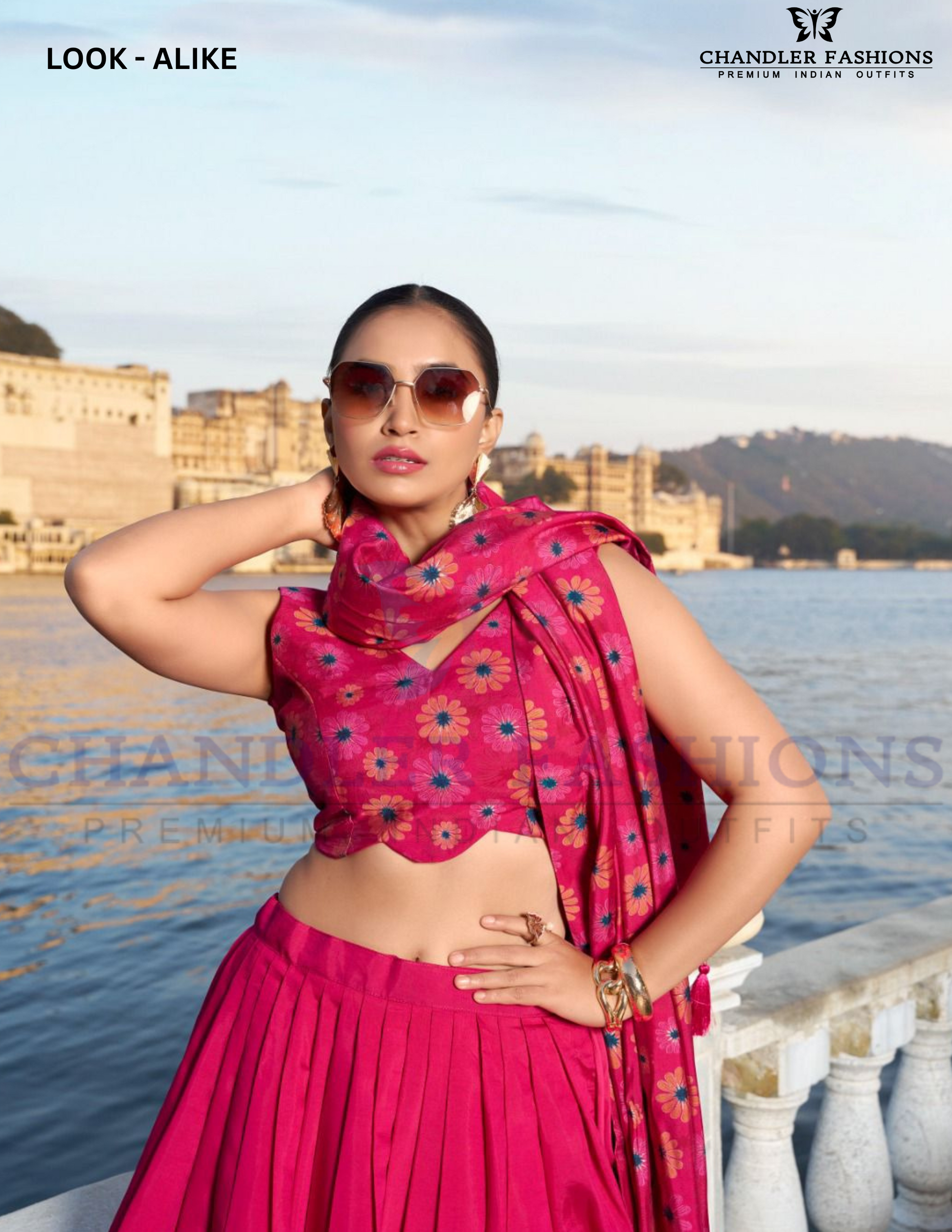 Rani Pink Color Tussar Silk Floral Print With Foil Work Lehenga Choli Near Me