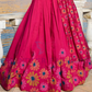 Rani Pink Color Tussar Silk Floral Print  Lehenga Choli In USA