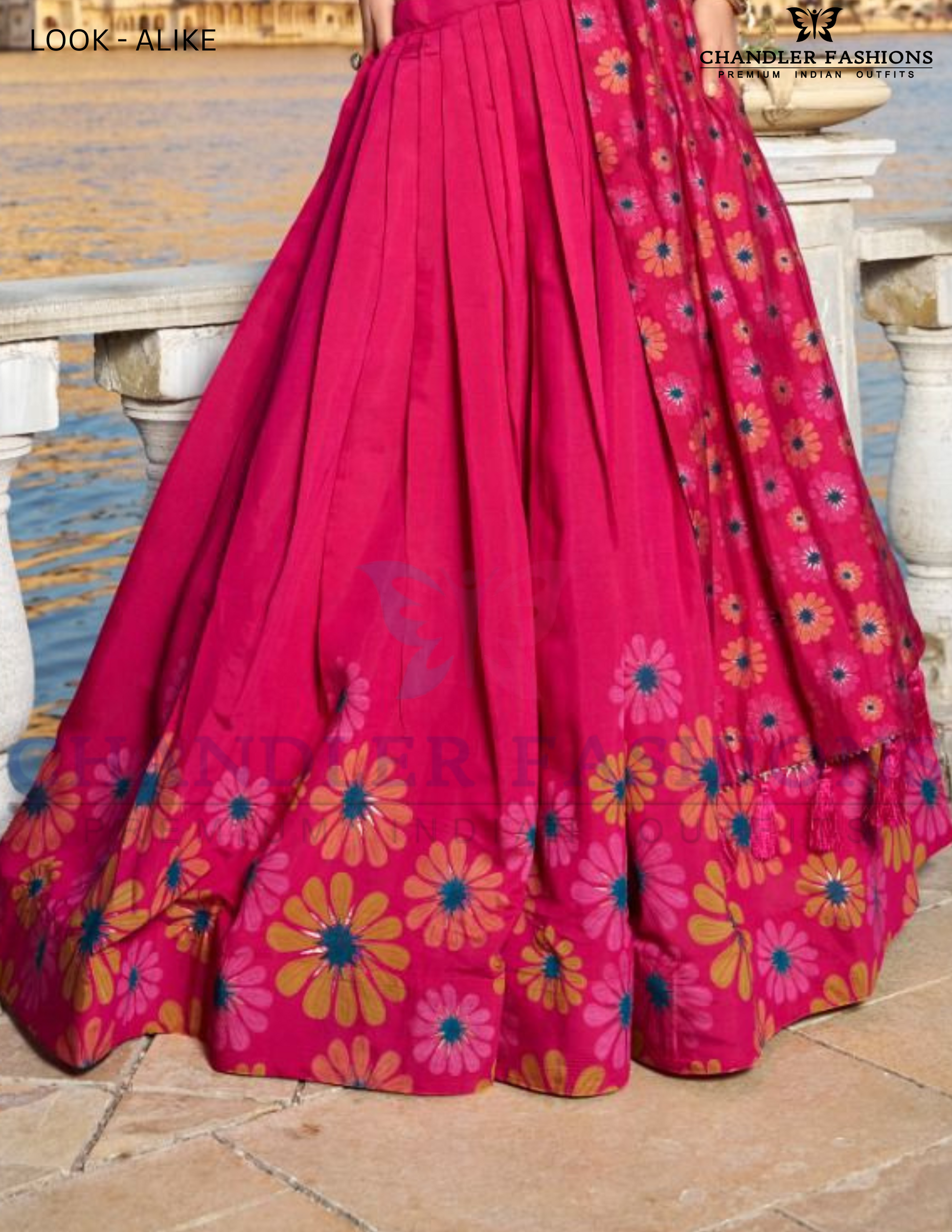 Rani Pink Color Tussar Silk Floral Print  Lehenga Choli In USA
