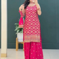 Attractive Pink Color Georgette With Embroidery And Sequins Work Palazzo Suits For Women