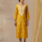 Wonderful Yellow Color Rayon With Embroidery Work Kurti For Women